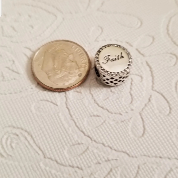 Sliver CZ double sided cross /faith charm - Picture 5 of 6